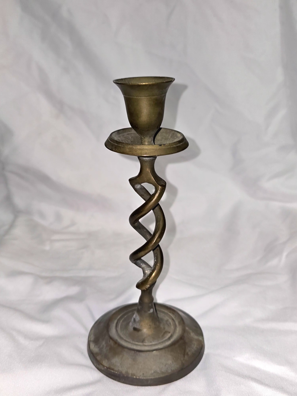 Brass Spiral Twist Single Candle Holder - Brass